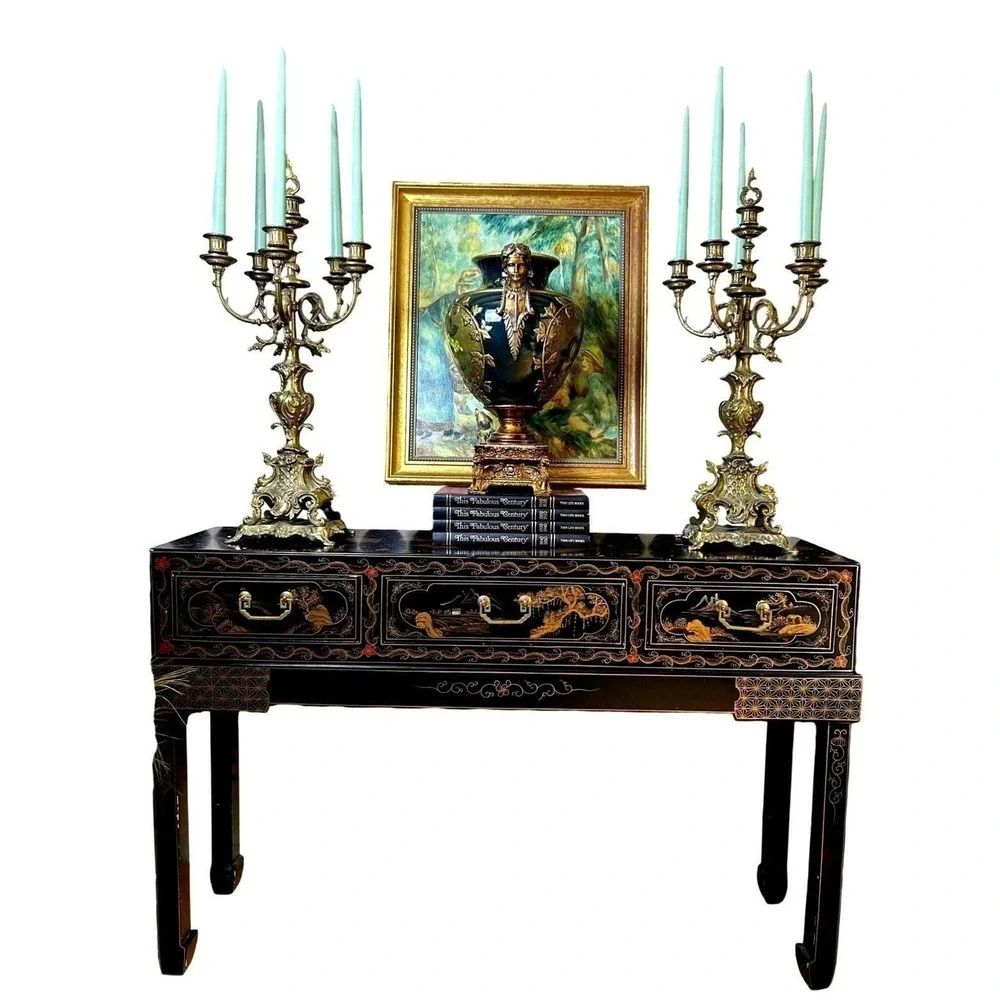 Grand-sized‎ Brass Rococo Candelabra Pair 28in Baroque 6 Arm Candle Holders